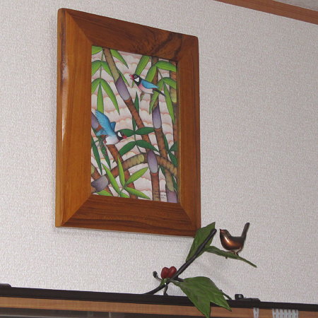 文鳥絵画と文鳥銅像